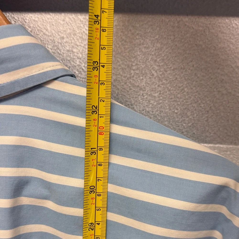 J. Crew Men's Blue and White Striped Button Shirt Size XL Preppy Academia Office